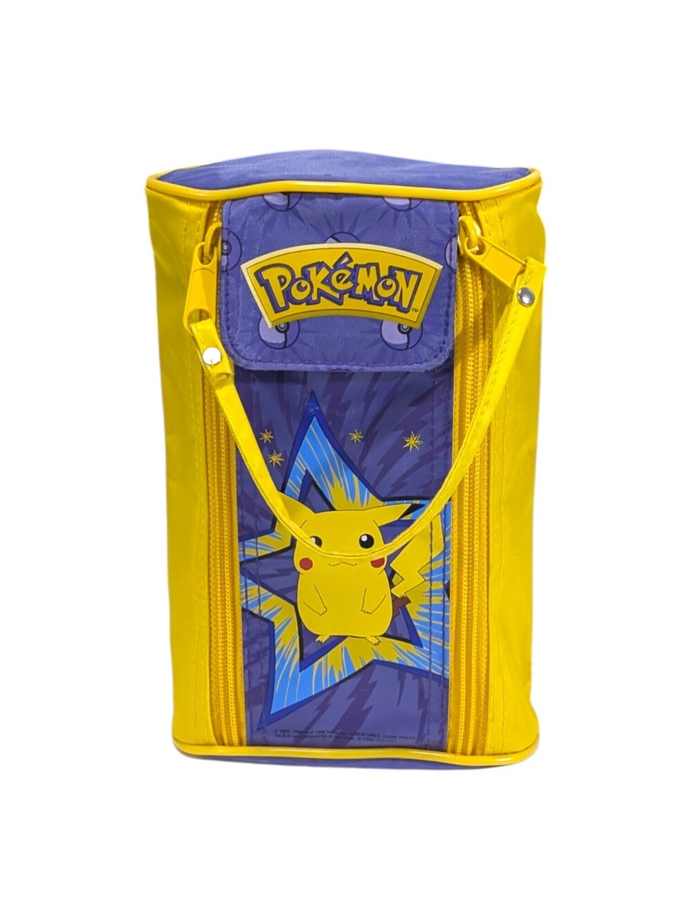 1999 Pokemon Pikachu Pencil Case Yellow Purple Zipper Pouch Retro School Supplie